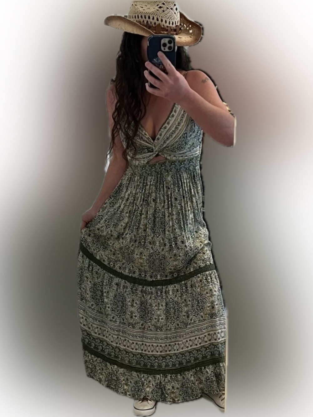 Angie Maxi Dress knotted cut out damask - Picture 12 of 16